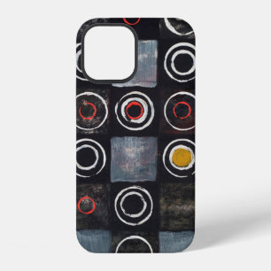 An abstract painting; a grid of stamped circles on iPhone 12 case