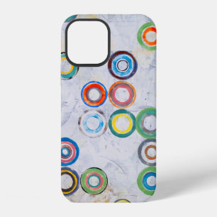 An abstract painting; multicolored circles on a gr iPhone 12 case