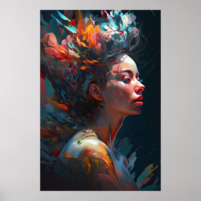 An Abstract Painting of a Woman's Face Poster (Front)