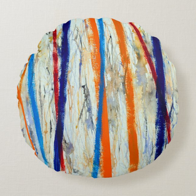 an abstract painting round cushion (Front)