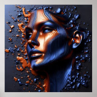 An Abstract Portrait Of A Woman's Face In Embossed