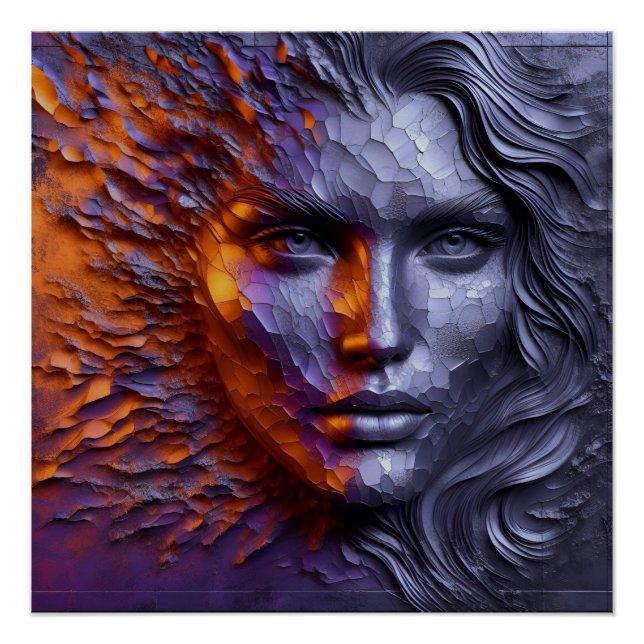 An Abstract Portrait Of Woman's Face - 3D Embossed Poster (Front)