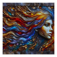 An Abstract Portrait Of Woman's Face Embossed Art