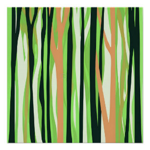 an abstract, stylised image of a forest poster