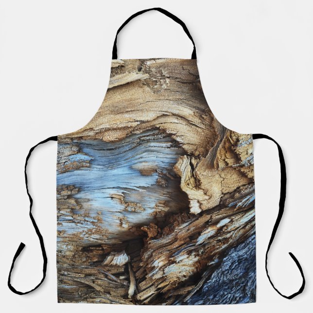 An abstract texture in light brown and blue tree b apron (Front)