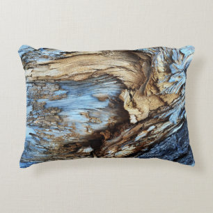 An abstract texture in light brown and blue tree b decorative cushion