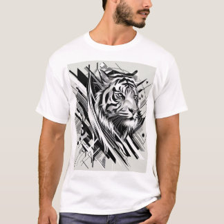An abstract tiger print with geometric shapes in b T-Shirt