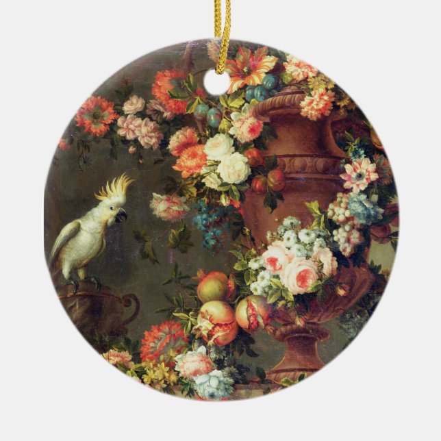 An Abundance of Fruit and Flowers Ceramic Ornament (Front)