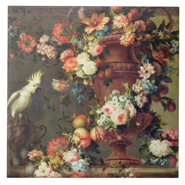 An Abundance of Fruit and Flowers Ceramic Tile (Front)