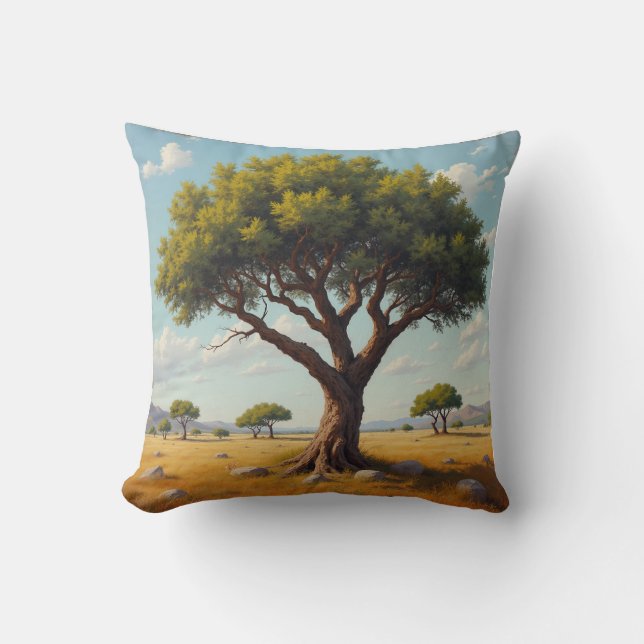 an acacia tree pillow cushion (Front)
