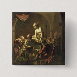 An Academy by Lamplight, c.1768-69 (oil on canvas) 15 Cm Square Badge