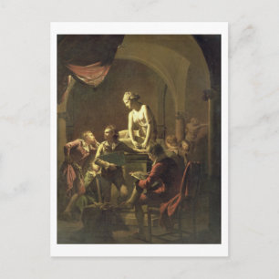 An Academy by Lamplight, c.1768-69 (oil on canvas) Postcard
