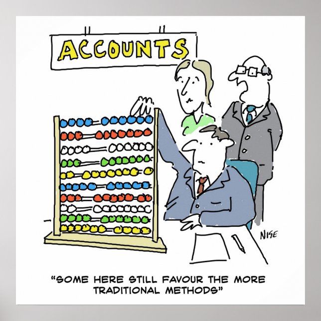 An Accountant Using an Abacus at Work Poster (Front)