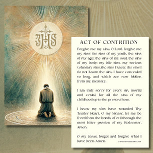 An Act of Contrition Religious Prayer  Card