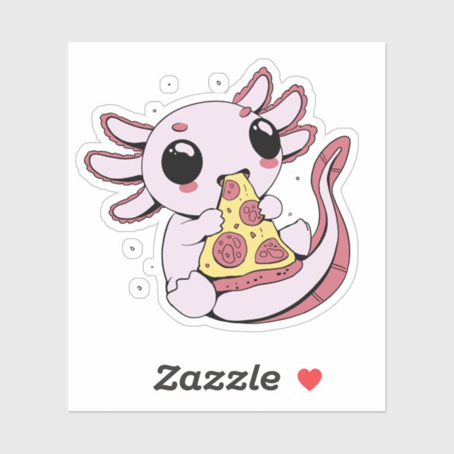 An adorable axolotl eating pizza (Sheet)