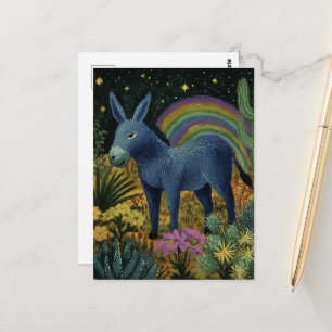 An adorable donkey in the desert postcard