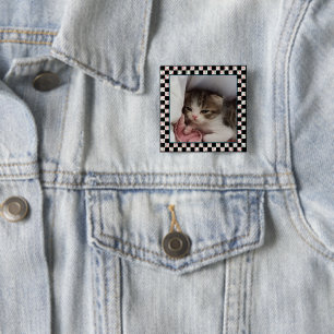 An Adorable Little Sleepy-Head Kitten 15 Cm Square Badge