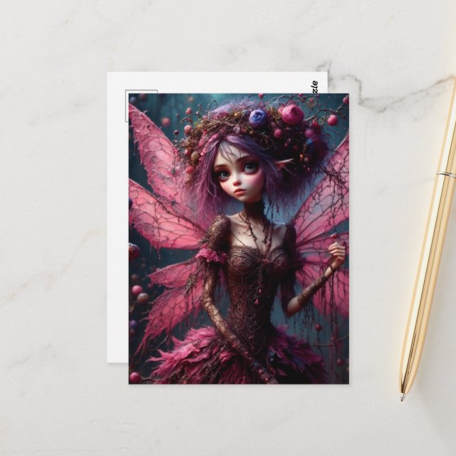 An adorable Pink Fairy  Postcard (Front/Back In Situ)