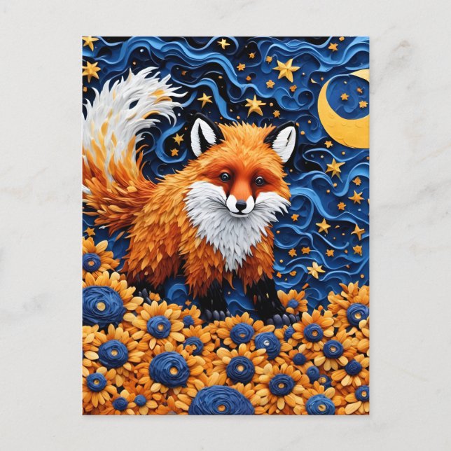 An Adorable Red Fox in the Blueberry Galaxy Postcard (Front)