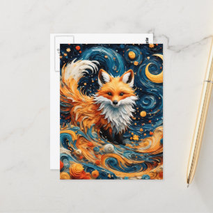 An Adorable Red Fox in the Galaxy Postcard