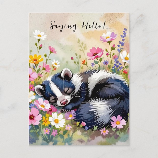 An Adorable Skunk | Saying Hello Postcard (Front)