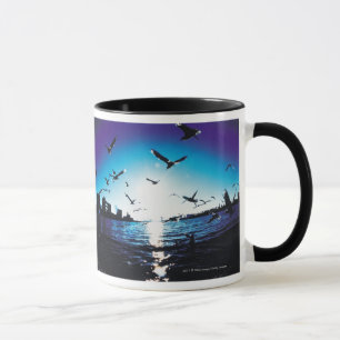An aerial fisheye lens view of Tokyo Bay, Japan Mug