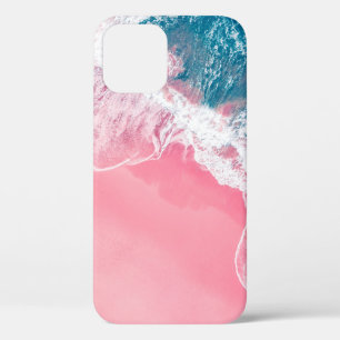 An aerial view of a pink sandy beach in New South iPhone 12 Case