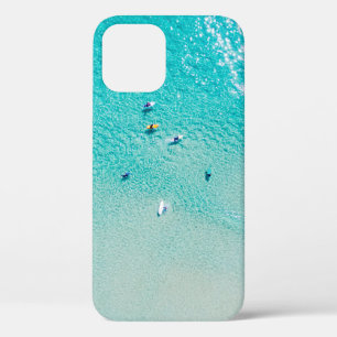 An aerial view of surfers waiting for a wave in th iPhone 12 case