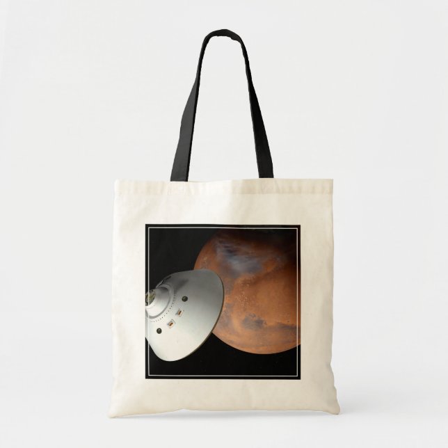 An Aeroshell-Encased Spacecraft Approaching Mars. Tote Bag (Front)