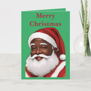 An African American Santa Claus Blank Christmas Card