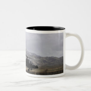 An AH-64A Apache taking off Two-Tone Coffee Mug
