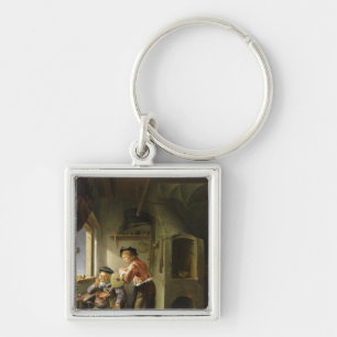 An Alchemist and his Assistant in their Workshop Key Ring