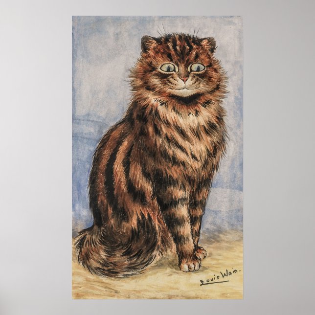An Alert Tabby by Louis William Wain Poster (Front)