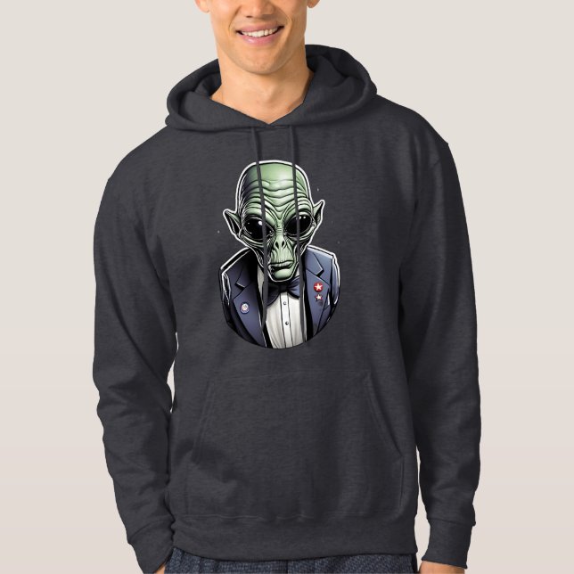 An alien dressed in a suit. hoodie (Front)