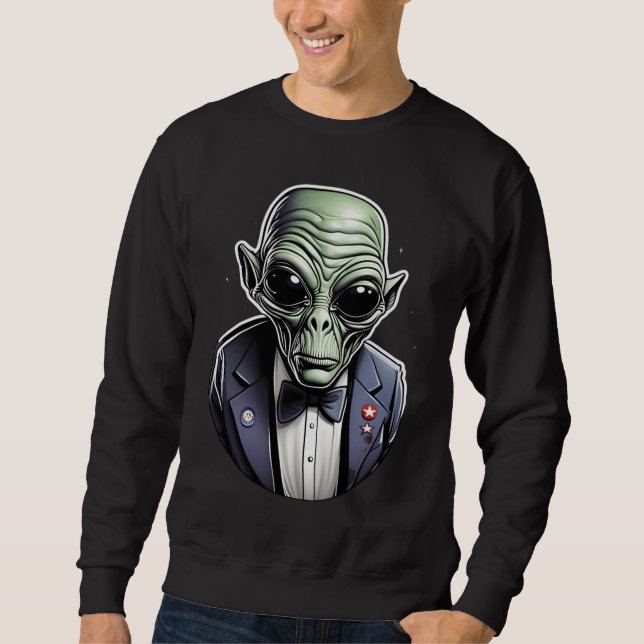 An alien dressed in a suit. sweatshirt (Front)