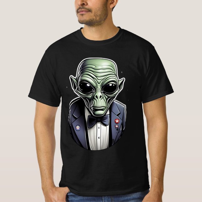 An alien dressed in a suit. T-Shirt (Front)