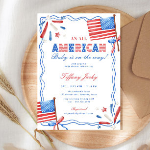 An All American Baby 4th of July  Baby Shower Invitation