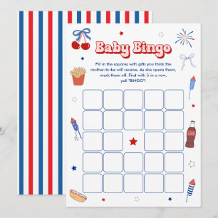 An All American Girl Baby Shower Bingo Game Card