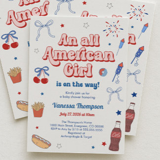 An All American Girl Baby Shower Invitation