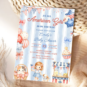 An All American Girl Baby Shower Party Invitation