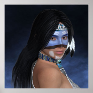 An American Blue Portrait Poster