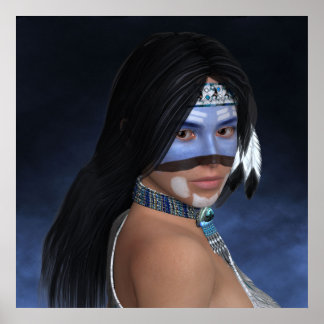 An American Blue Portrait Poster