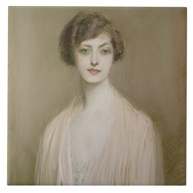 An American (pastel on canvas) Ceramic Tile (Front)