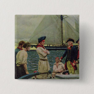 An American Privateer Taking a British Prize 15 Cm Square Badge