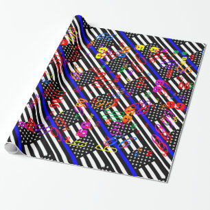 An American Thin Blue Line Display Wrapping Paper