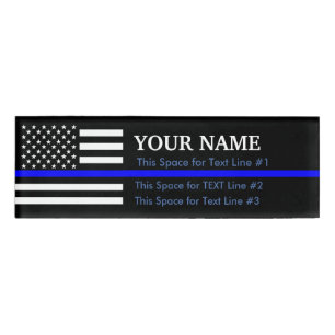 An American Thin Blue Line Name Display Name Tag