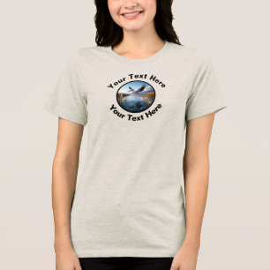 An American White Pelican with Custom Text  Tri-Blend Shirt