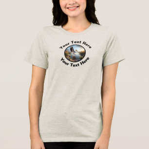 An American White Pelican with Custom Text Tri-Blend Shirt