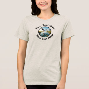 An American White Pelican with Custom Text Tri-Blend Shirt