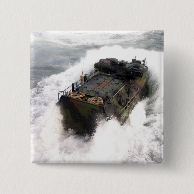 An amphibious assault vehicle 2 15 cm square badge (Front)
